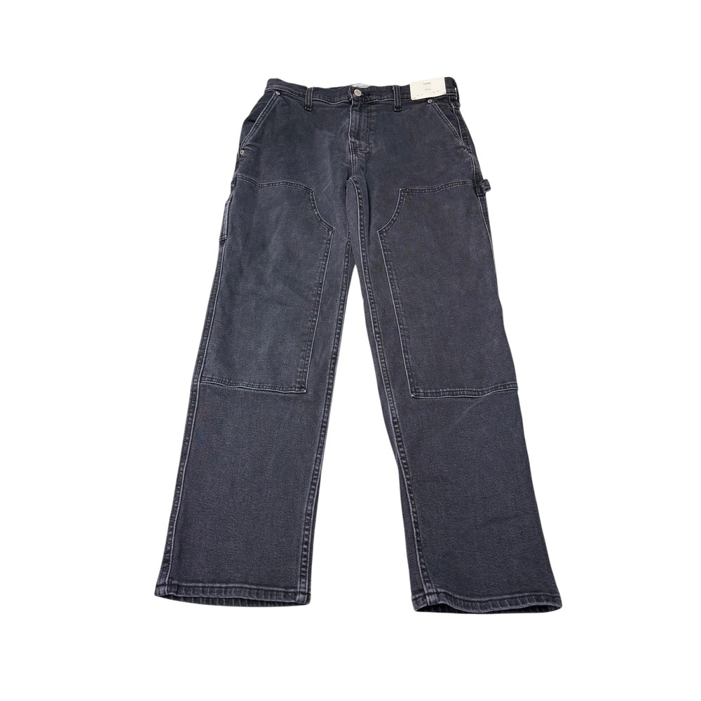 NWT Hollister Mens Loose Stretch Double Knee Carpenter Jeans Washed Black 30x30